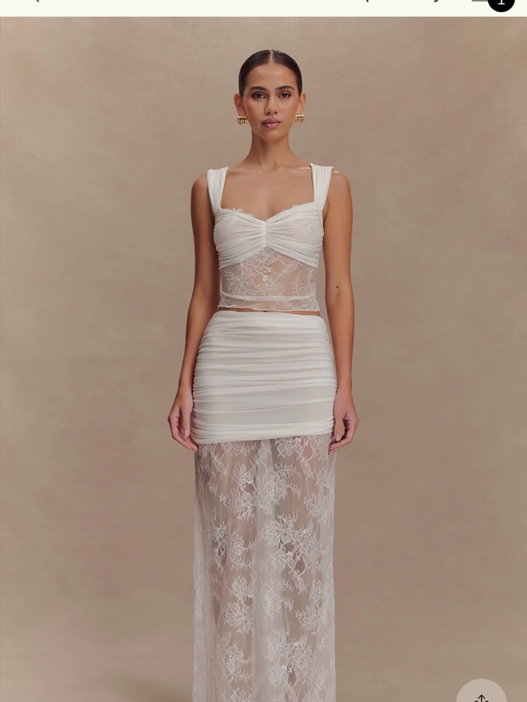 Meshki Ivory Lace Two-Piece Maxi Dress